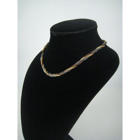 Baskin Brothers Vintage Twisted Rope Chain Necklace Gold Tone Sleek Modern 18 In - Picture 6 of 9